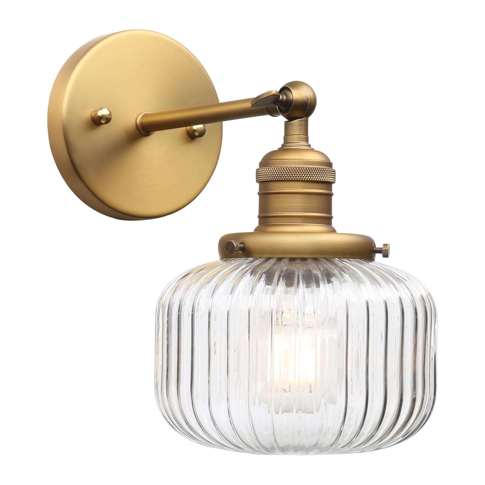 Phansthy Vintage Wandleuchte Modernes gestreiftem Klarglas Wandbeleuchtung Industrie Loft-Wandlampen im Landhausstil für Flur Schlafzimmer Wohnzimmer Küche Badezimmer Gästezimmer etc(Antike Farbe)