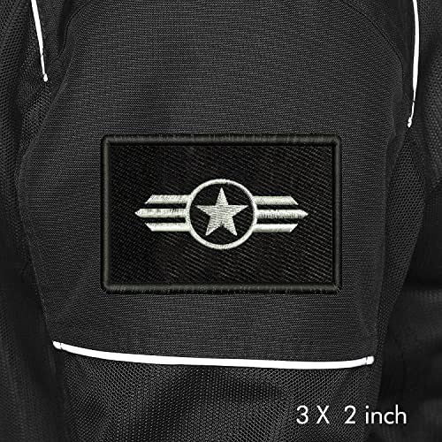 Image of ISEE 360 Embroidered Sweable Star Wings Logo Applique Patches for Jackets Riders Boys Girls Jeans Bags Clothes Dress Any Garments L x H 3 x 2 inch (White)
