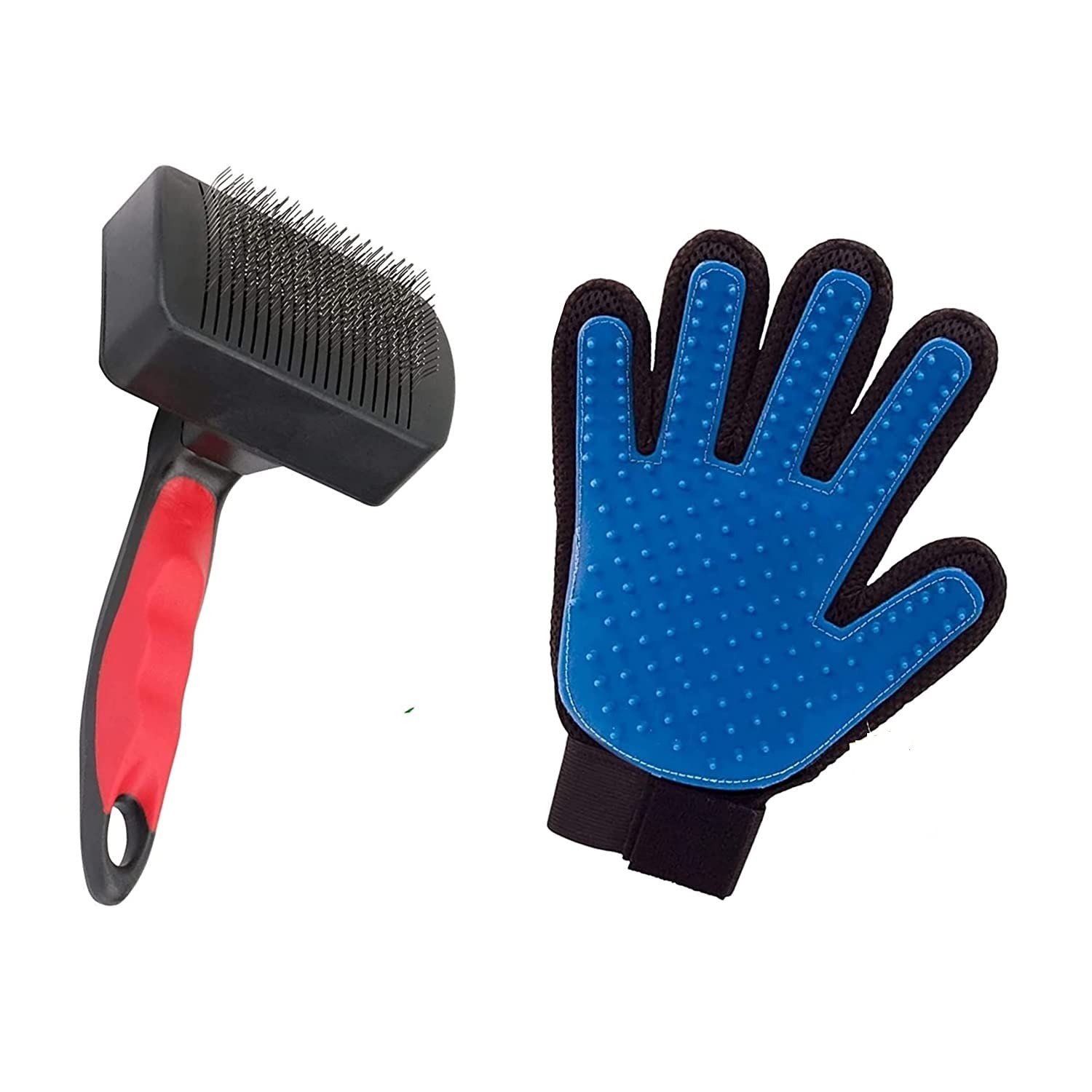 PSK PET MART Grooming&Deshedding Combo Pack of Plastic Slicker Brush and Flea Comb (Color May Vary) (True Touch Gloves + Red-Black Slicker Brush) (B09R1KZQYR) Amazon Price History, Amazon Price Tracker