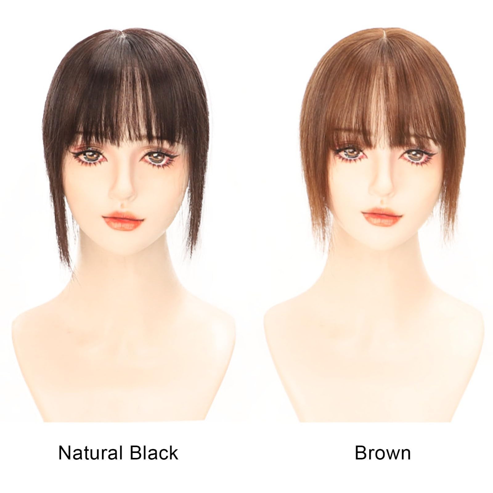 Topper per capelli umani da donna, clip da 11,8 pollici con frangia d'aria 3D per volume dei capelli(Brown,10 * 12-30cm)