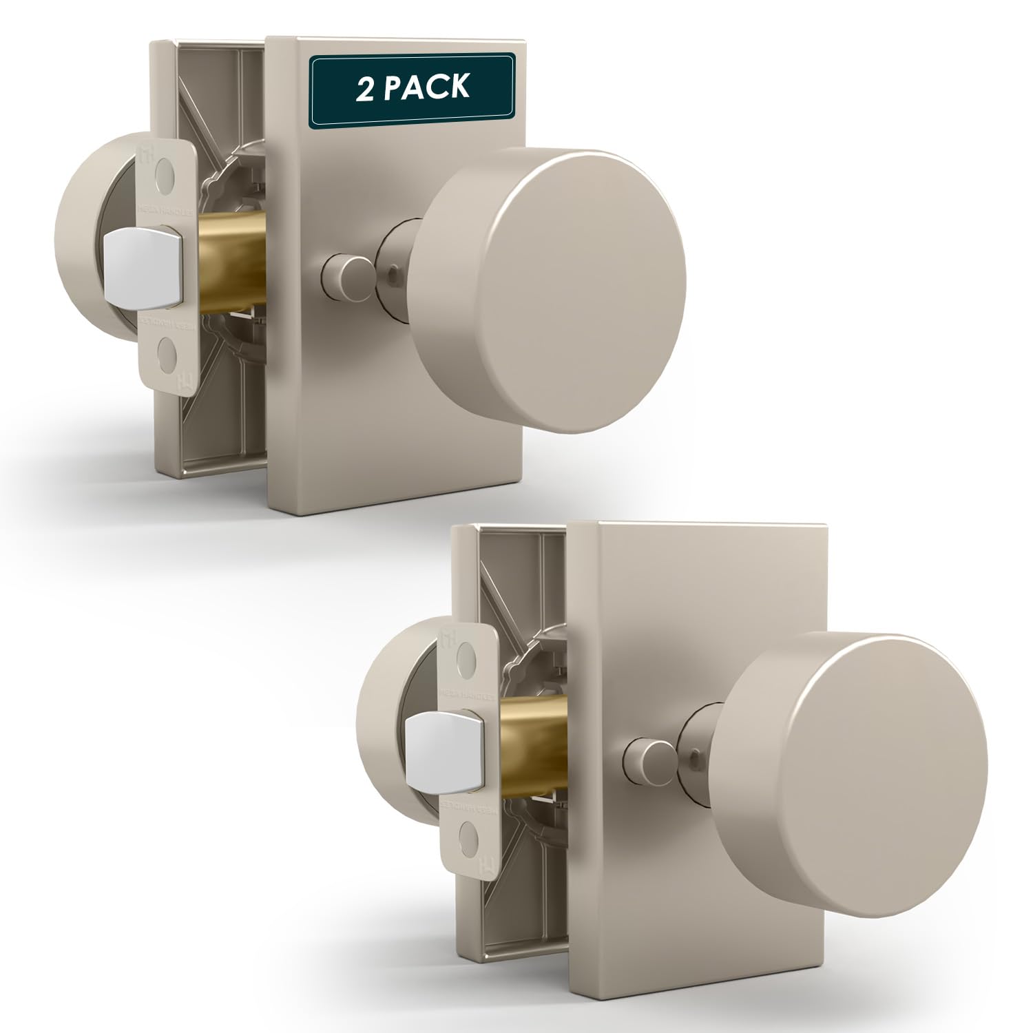 Gold Privacy Door Knobs with Lock - Mega Handles -21