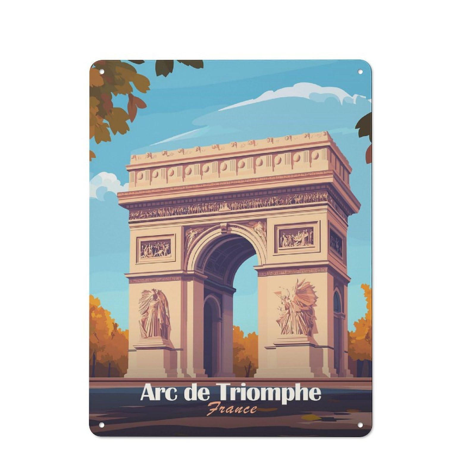 Arc De Triomphe, Paris Retro Metal Wall Decor 40x30cm, Vintage Metal Sign for Cafe, Pub, Workshop Or Home Bar