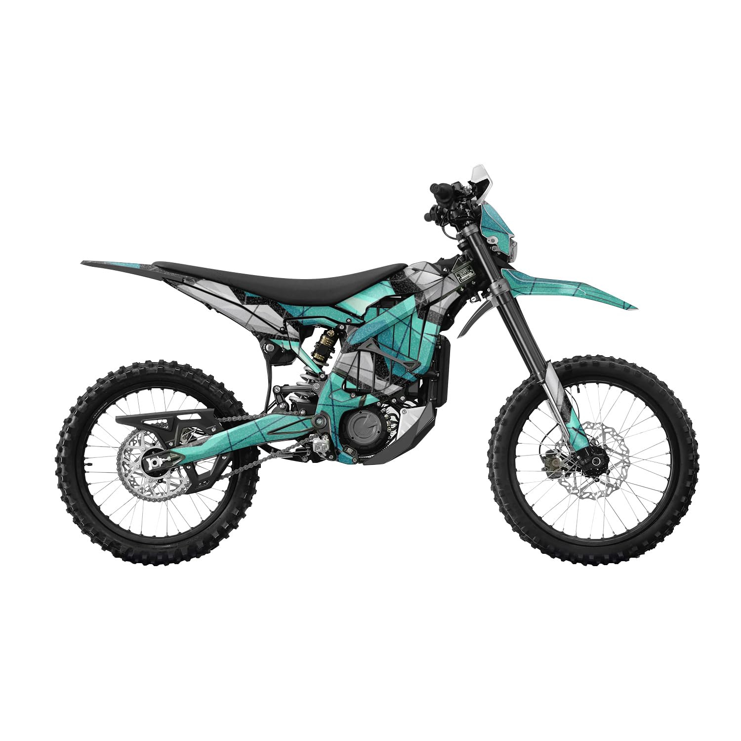 Glossy Glitter Surron Ultra Bee Graphics Kit Wrap - Polygon Grunge Cyan - Sur-Ron Skin - Premium 3M Vinyl Protective Wrap Decal Cover - Easy to Apply | Crafted in The USA by MightySkins