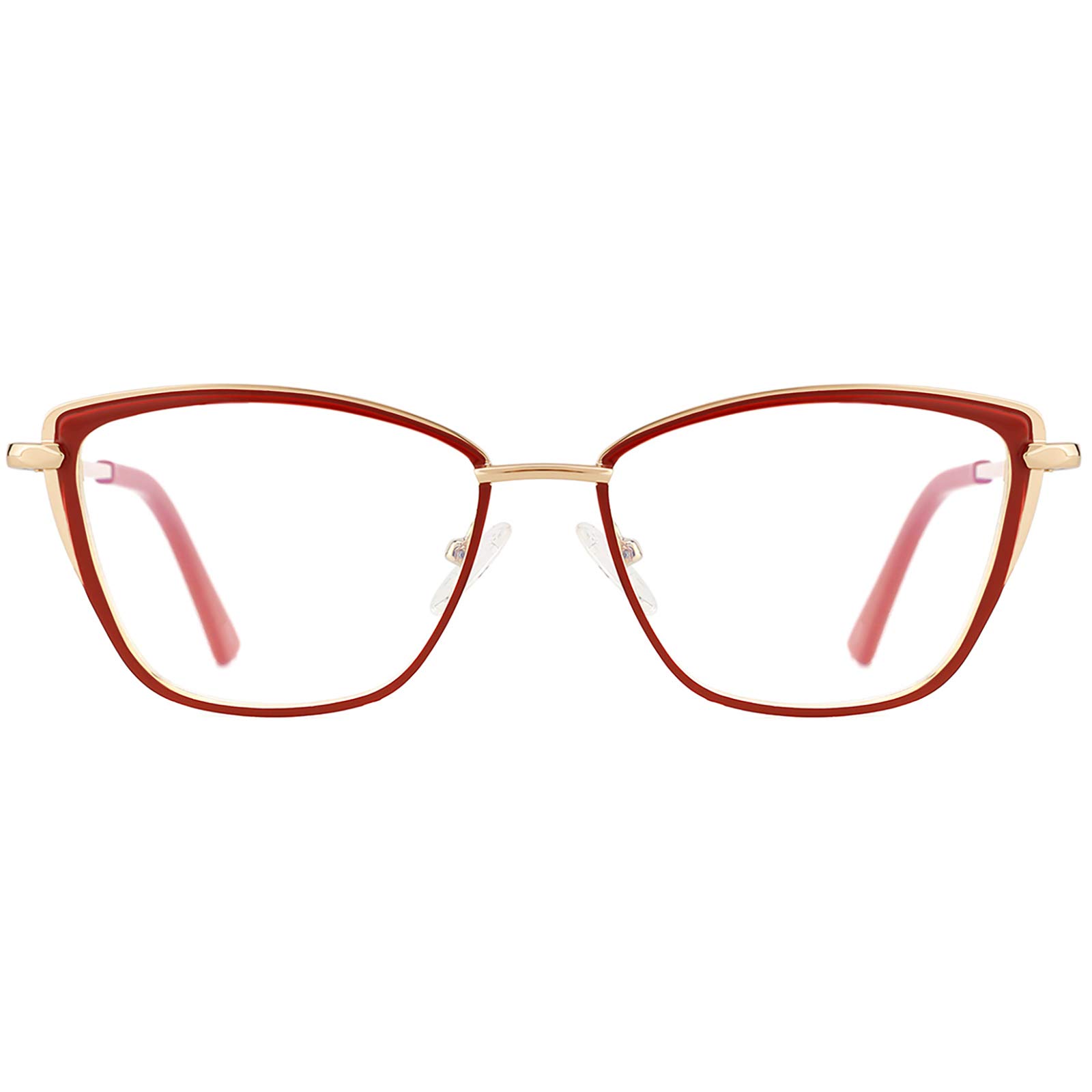 TIJN Stylish Cateye Metal Blue Light Blocking Glasses Lightweight Eyeglasses for Women Men(Ginevra)
