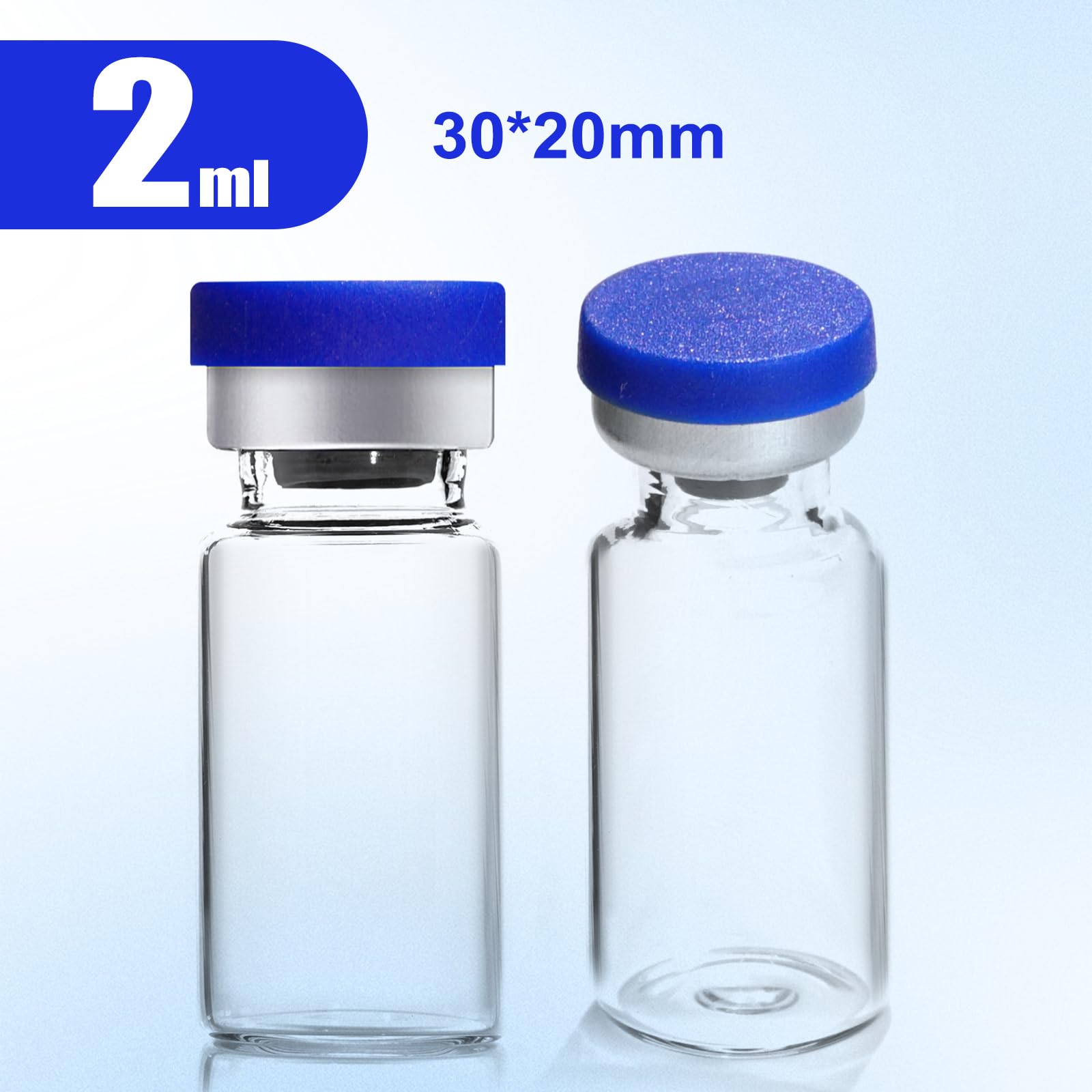 Lot de 10 fioles vides stériles en verre de 2 ml avec bouchons et caoutchouc, flacon de stockage d'échantillons de liquide scellé en laboratoire