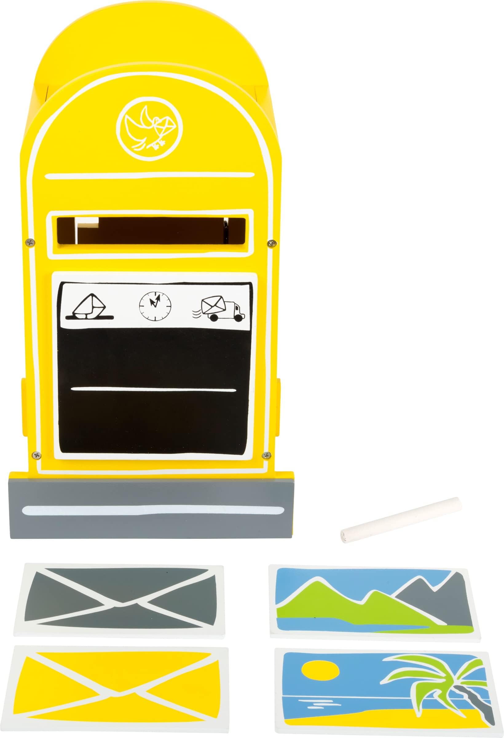 small foot Spielzeug Briefkasten aus Holz, inkl. Postkarten und Kreide, Rollenspielzeug für Kinder ab 3 Jahren, 11188