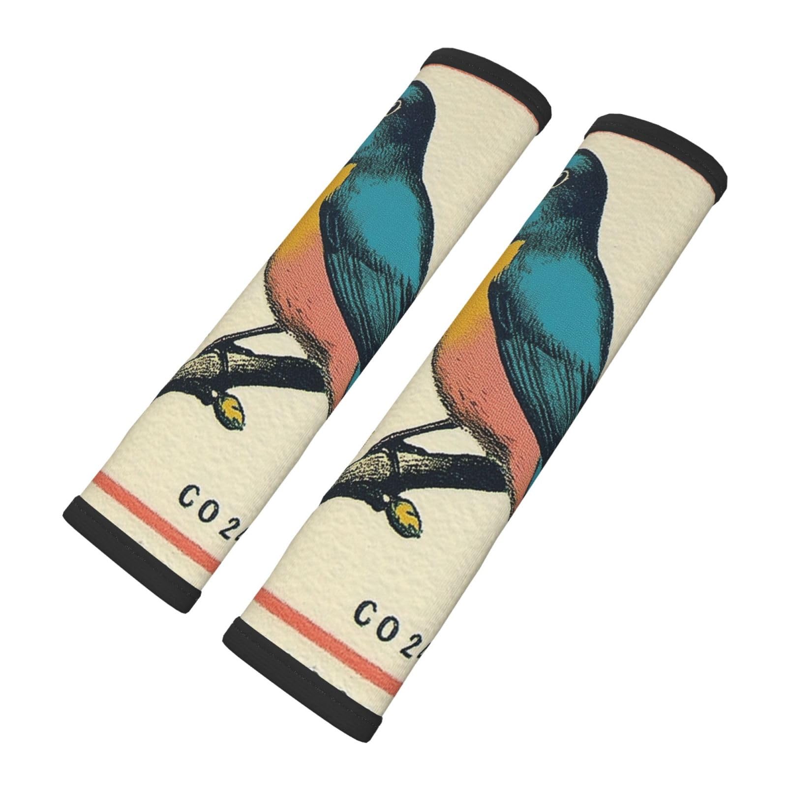 Vintage 3-Cent Postage Stamp Blue Bird Car Seat Belt Cover 2 Pack Seatbelt Strap Shoulder Pad Protector Universal Comfort for Car