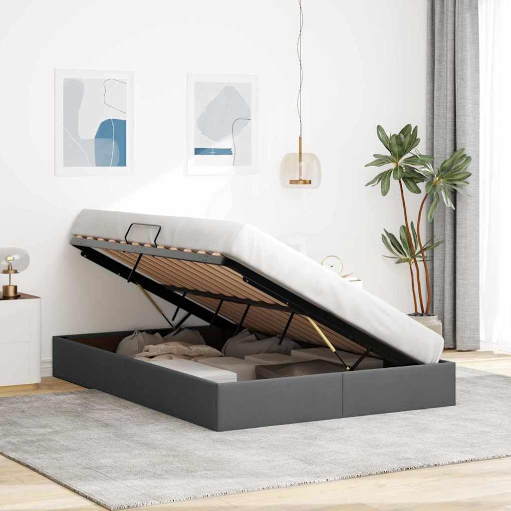 Design moderno in tessuto Con contenitore idraulico Grigio scuro 135x190 cm