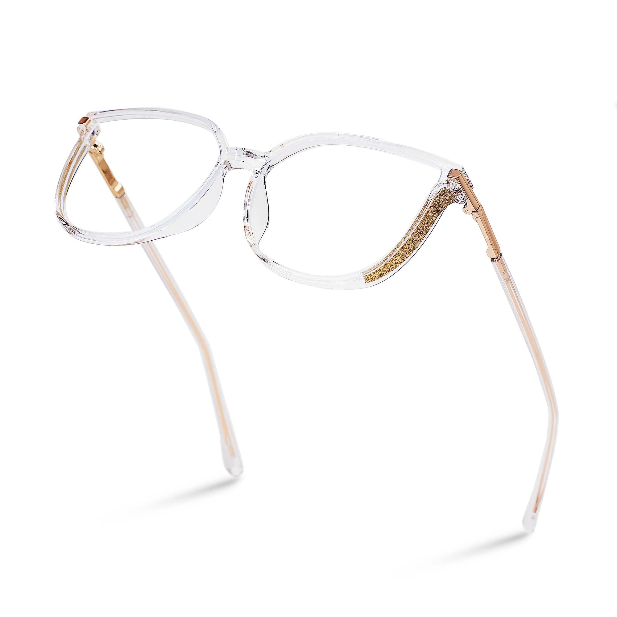 VLOOKBlue Light Glasses Women Men, HD Clear Computer Gaming Glasses, Anti Eyestrain UV TR90 Cat Eye Eyeglasses - Transparent