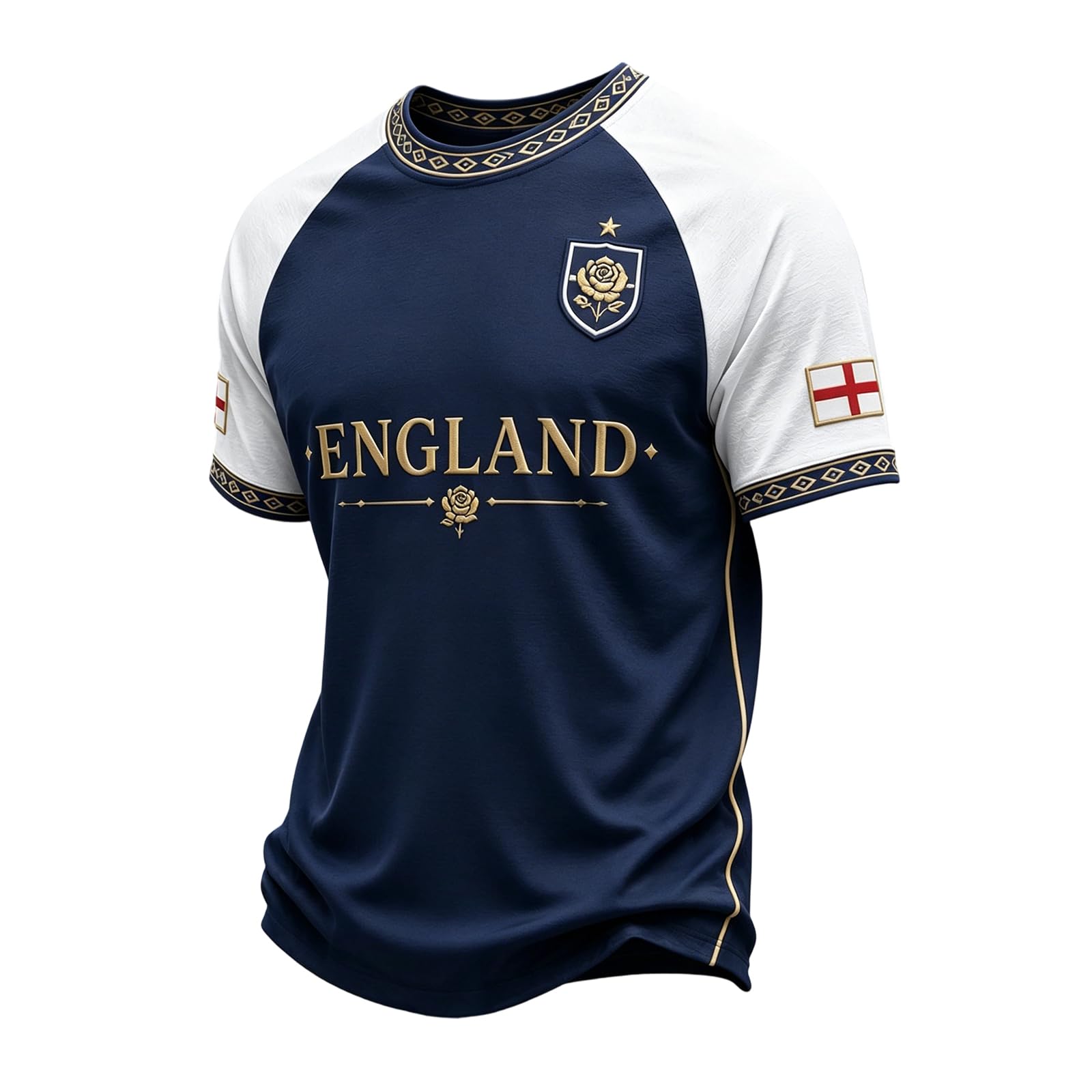 World Cup Shirts Men's England World Cup Soccer Shirt Breathable Lightweight Short Sleeve Crew Neck Athletic Tops for Supporters and Fans 01-White S