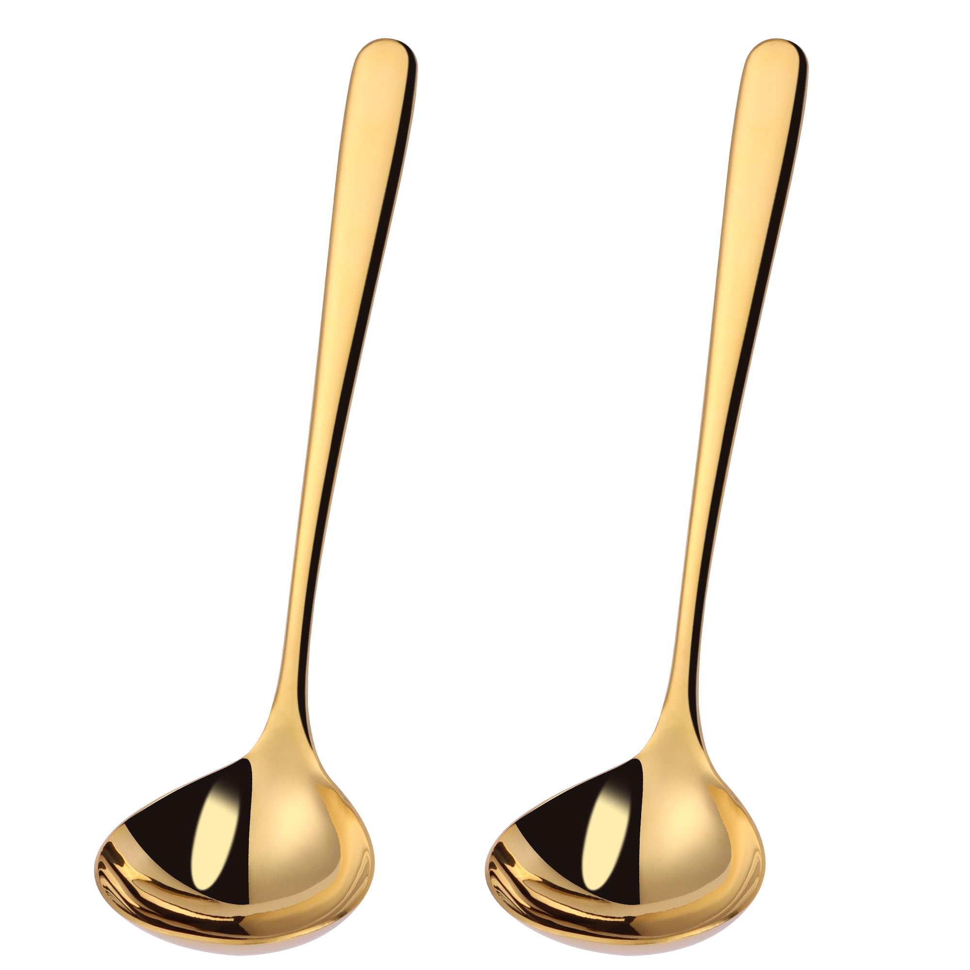 Colher de concha de ouro de 9,5 polegadas, concha de sopa de aço inoxidável sus304, 2