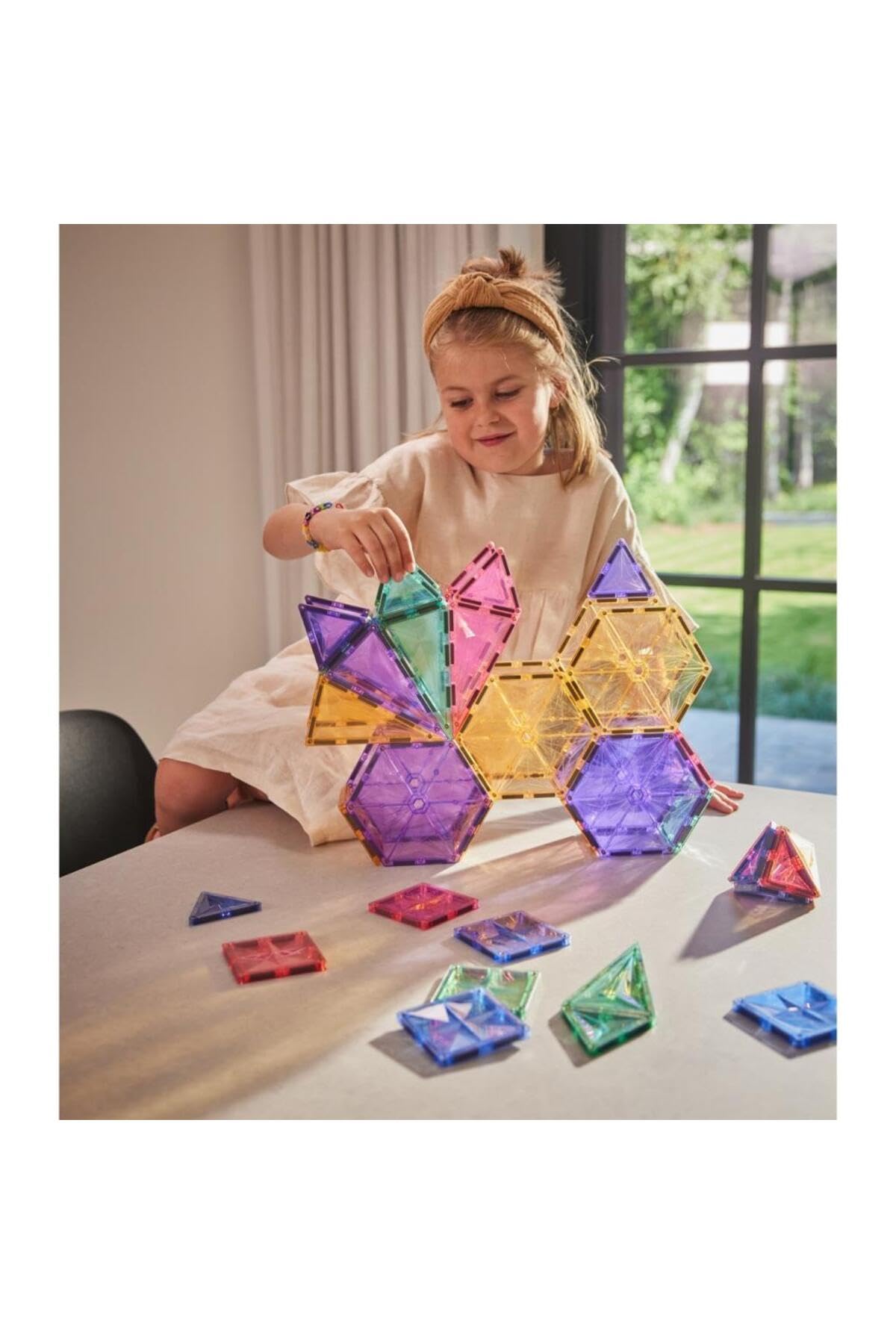 Geometrie-Bausatz in Pastellfarben 45 Teile, geometrische Bausteine, langlebiges Magnetspielzeug, Robustes Lernspielzeug, erweiterbare Sets, für Kinder ab 3 Jahren