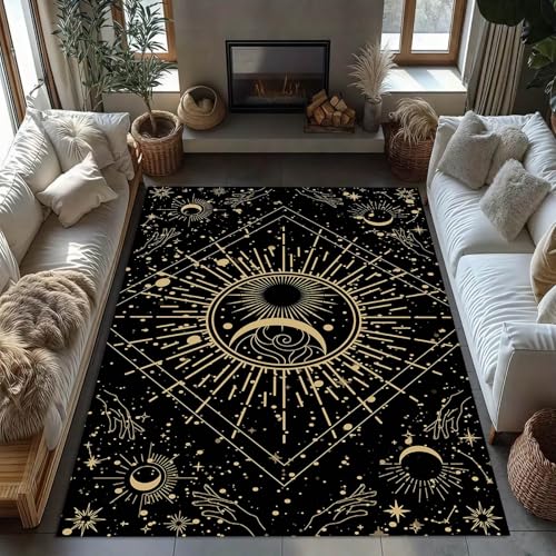Fouiunler 6x9 Washable Living Room Rugs Celestial Witchy Star Sun