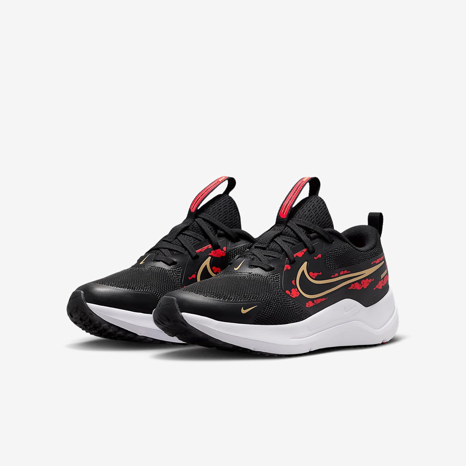 Nike Cosmic Runner Big Kids' Road Running Shoes (Black/University Red/Metallic Gold)