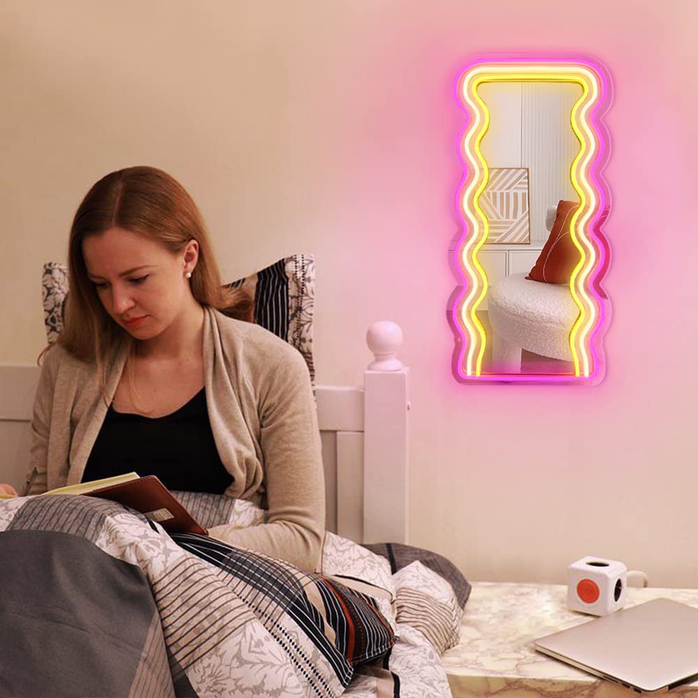 Amazon.co.jp: jXIN 波状ミラー ネオンサイン 壁装飾用 壁取り付け不