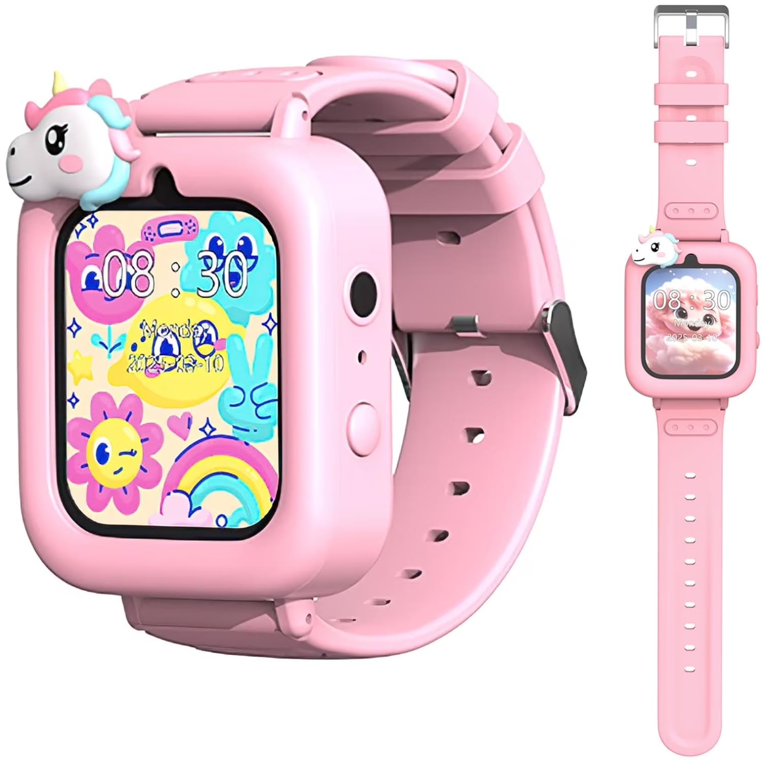 CADDLE & TOES Kids Smart Watch with Camera & Games – Unicorn Design, Touch Screen, Music Player, Step Counter, Alarm, Learning Games, Waterproof Wrist Watch, Birthday Gift for Kids Ages 3-12 (Pink)-image-38