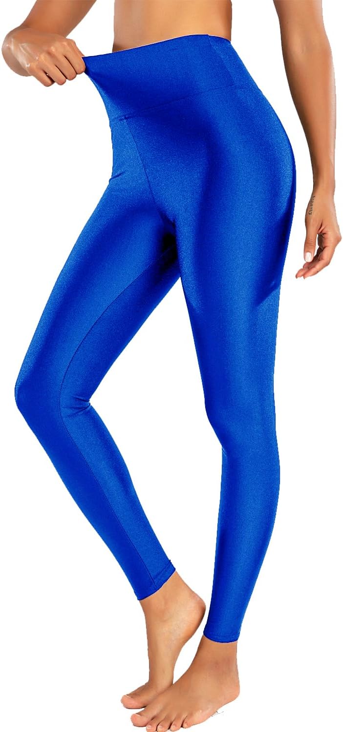 Sghenr Women's High Waisted Yoga Pants Tummy Control Shiny Sports Tights Workout Leggings - Image 2