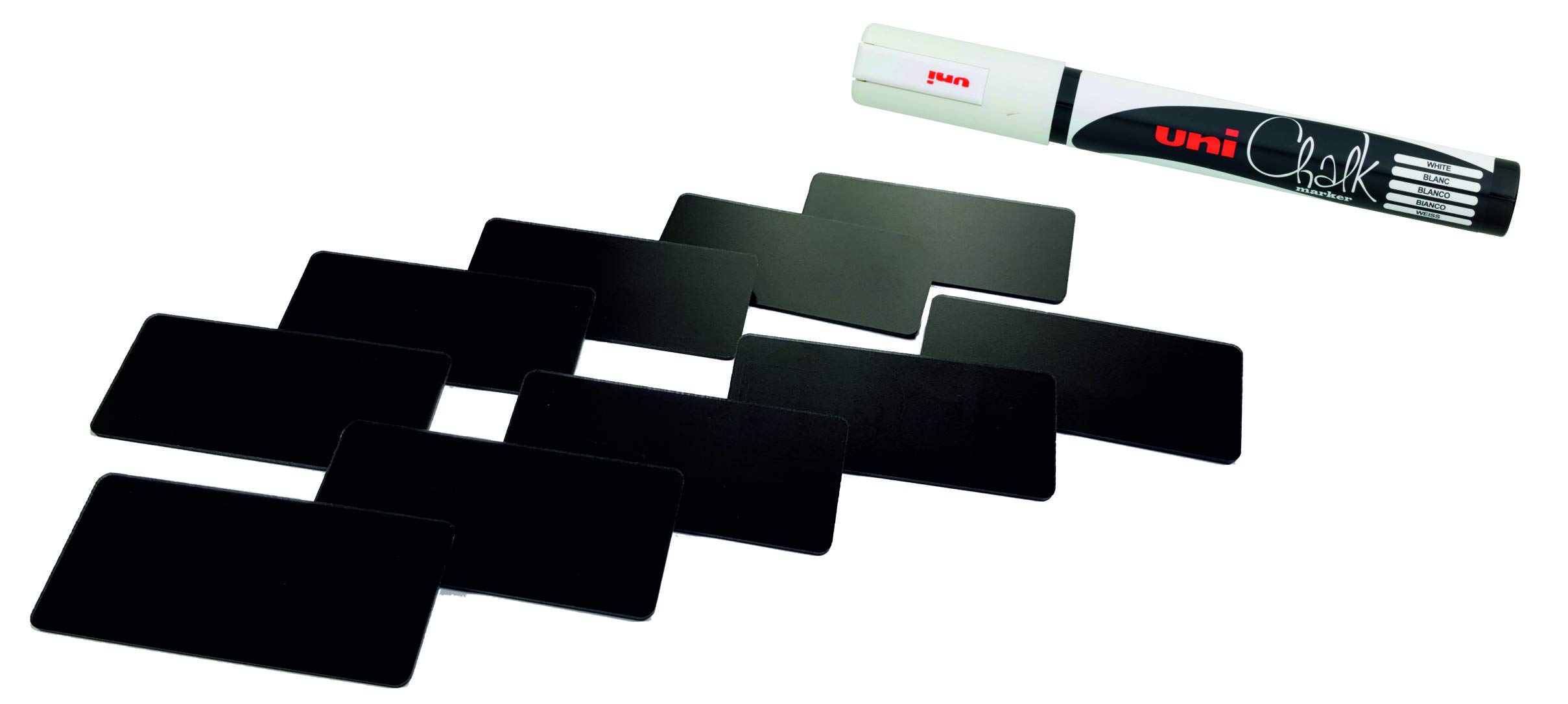 Customcard Ltd Chalkboard Write on Reusable Name Badges (Pack of 10) with Chalk Marker (Badgewithmagnet)