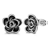 Rose Flower Stud Earrings for Women Sensitive Ears&comma; Hypoallergenic Cute Gold And Silver Rose Flower Earrings Studs for Women Nickel Free