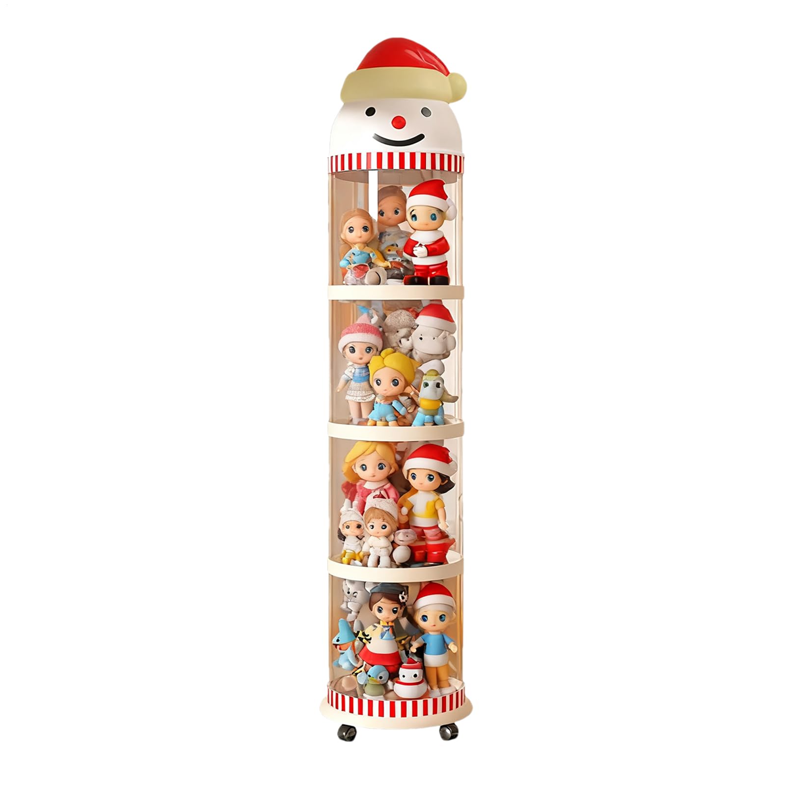 Generisch Contenedor de peluche | Torre de exhibición de peluche | transparente en forma de muñeco de nieve - Cajas de almacenamiento de juguetes de peluche con ruedas - para habitación de beb