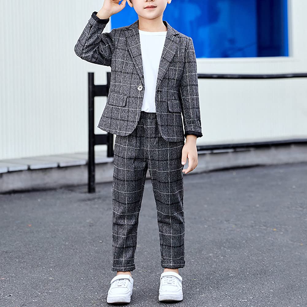 Conjunto de Traje para Niños 3 Piezas Conjunto de Blazer y Pantalón a Cuadros para Niños Traje de Ceremonia Elegante Trajes de Bautizo Comunión Ropa de Ocio o Ropa de Fiesta de Boda 2-12 Años