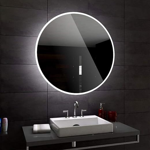 MIRROR WORLD 21x21 Round Wall Mounted Led Mirror - Modern Frameless Glass Mirror for Bedroom, Bathroom, Living Room & Hall
