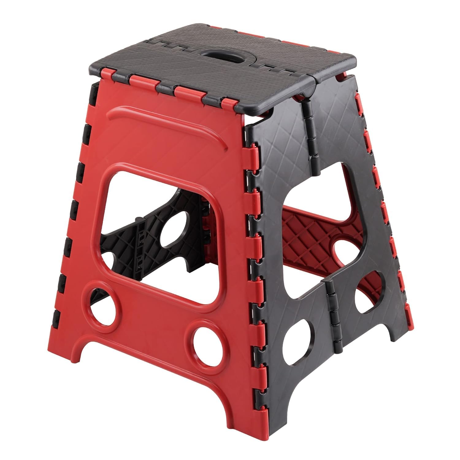 Plastic Multipurpose Moveable Portable 120 kg Capacity Folding Stool (18 Inch Height, Red Black)(Prime)-image-21