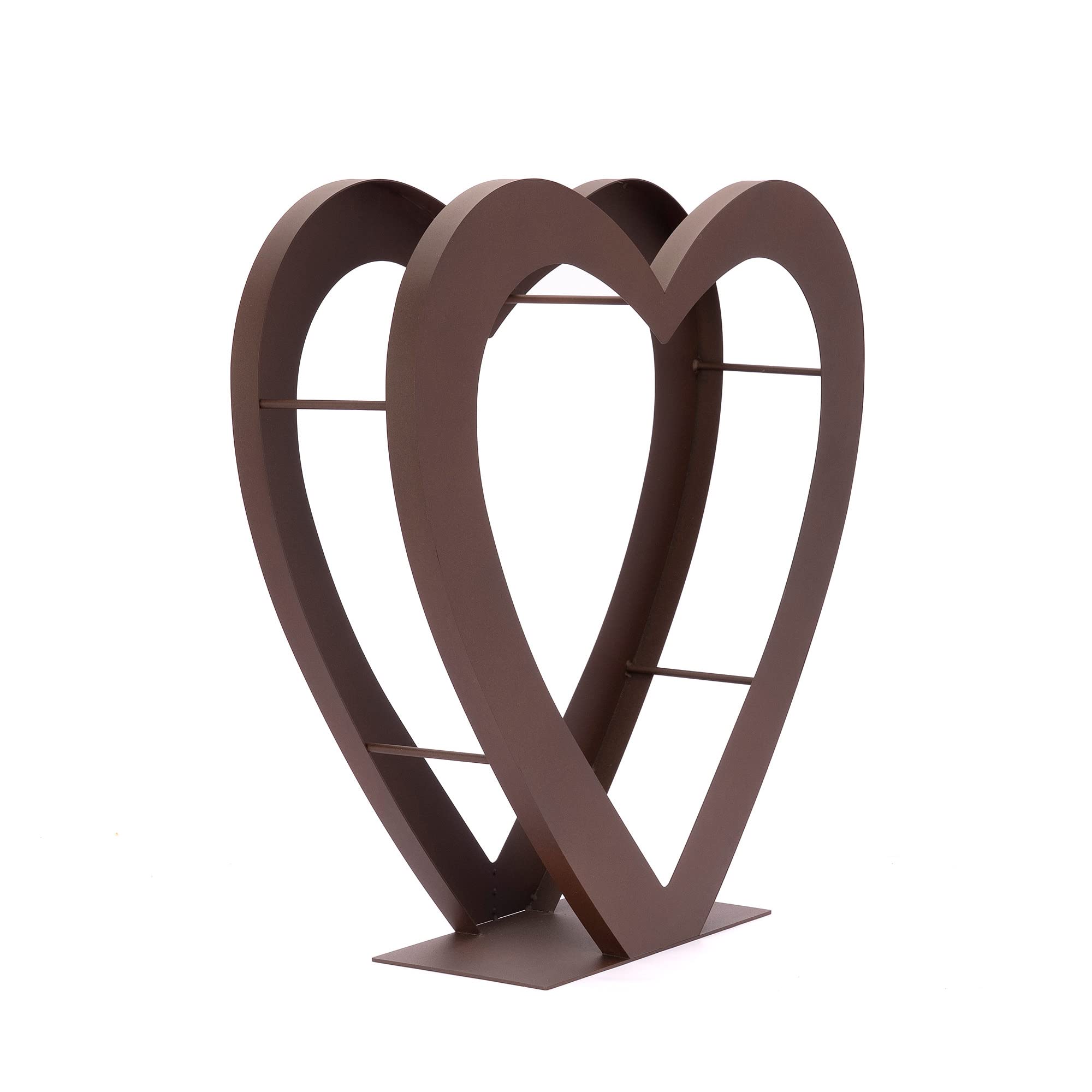 VASNER Amore A2 Kaminholzregal Herz, Feuerholzregal, Brennholzregal Metall Stahl pulverbeschichtet, Kaminholz Aufbewahrung, Kaminholzständer, 69 x 69 x 20,5 cm (Rost-braun)