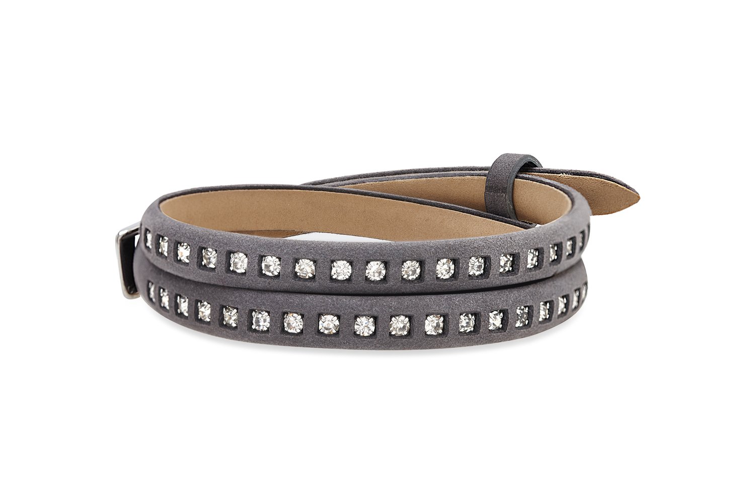 Boho Betty Trendy Marula Leather Wrap Bracelet In Pewter Gray