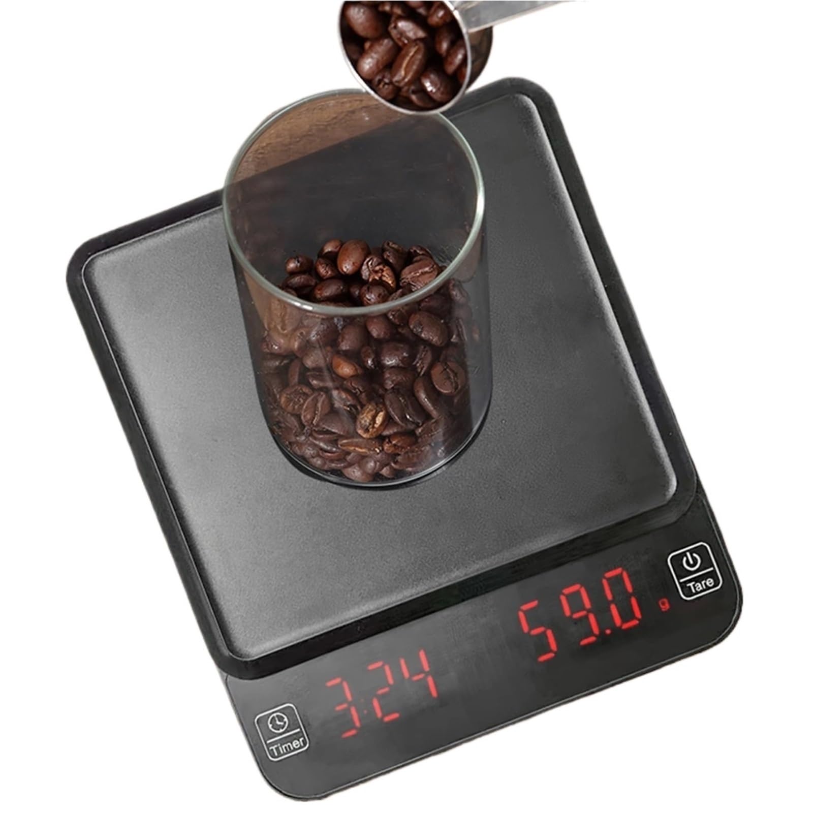 Waga kuchenna, Cyfrowa waga do kawy z timerem, espresso automatycznym tarowaniem i czujnikiem dotykowym, miniaturowa przenośna cyfrowa pieczenia gotowania do pieczenia, kawy, biżuterii(USB Charging)