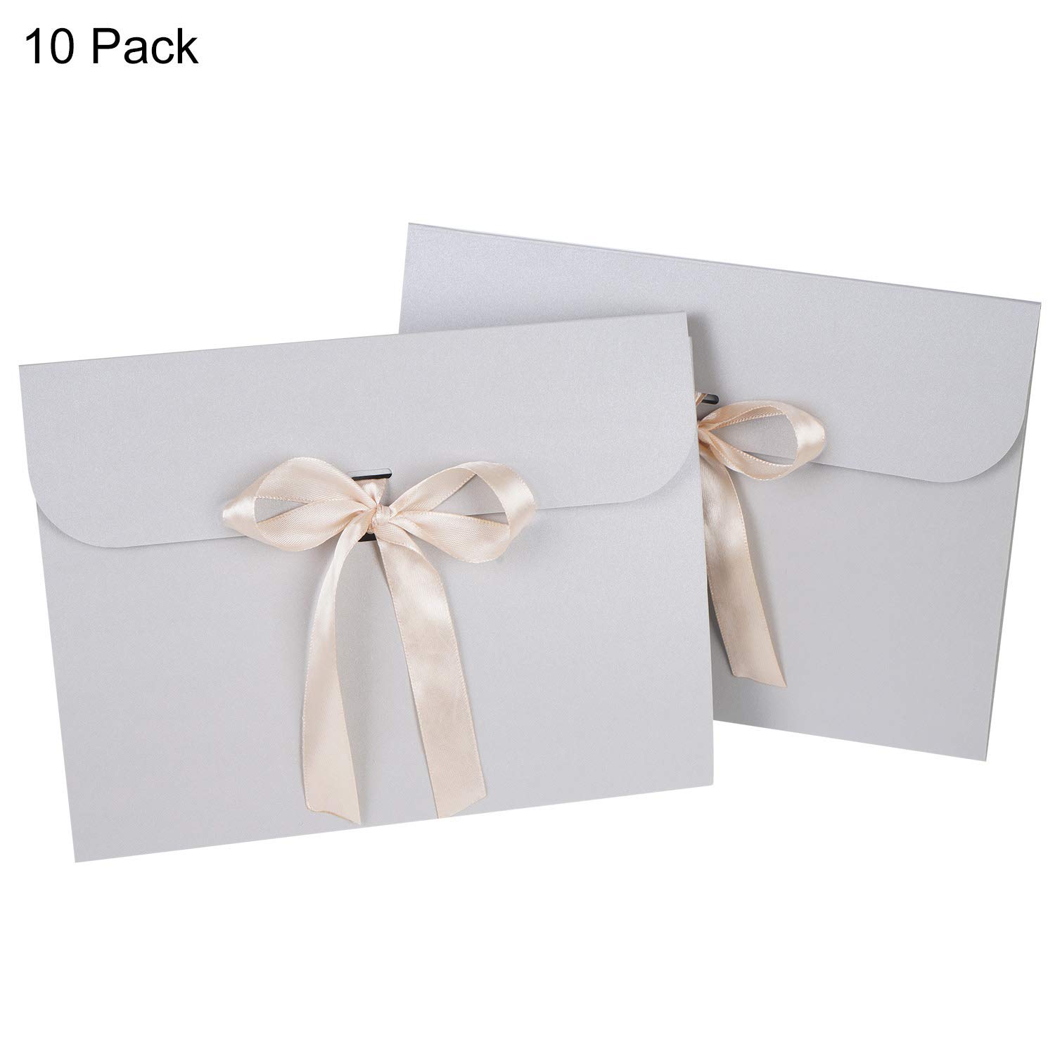 Confezione da 10 buste vintage con fiocco e nastro, grandi buste spesse per matrimoni, compleanni, addio al nubilato, laurea