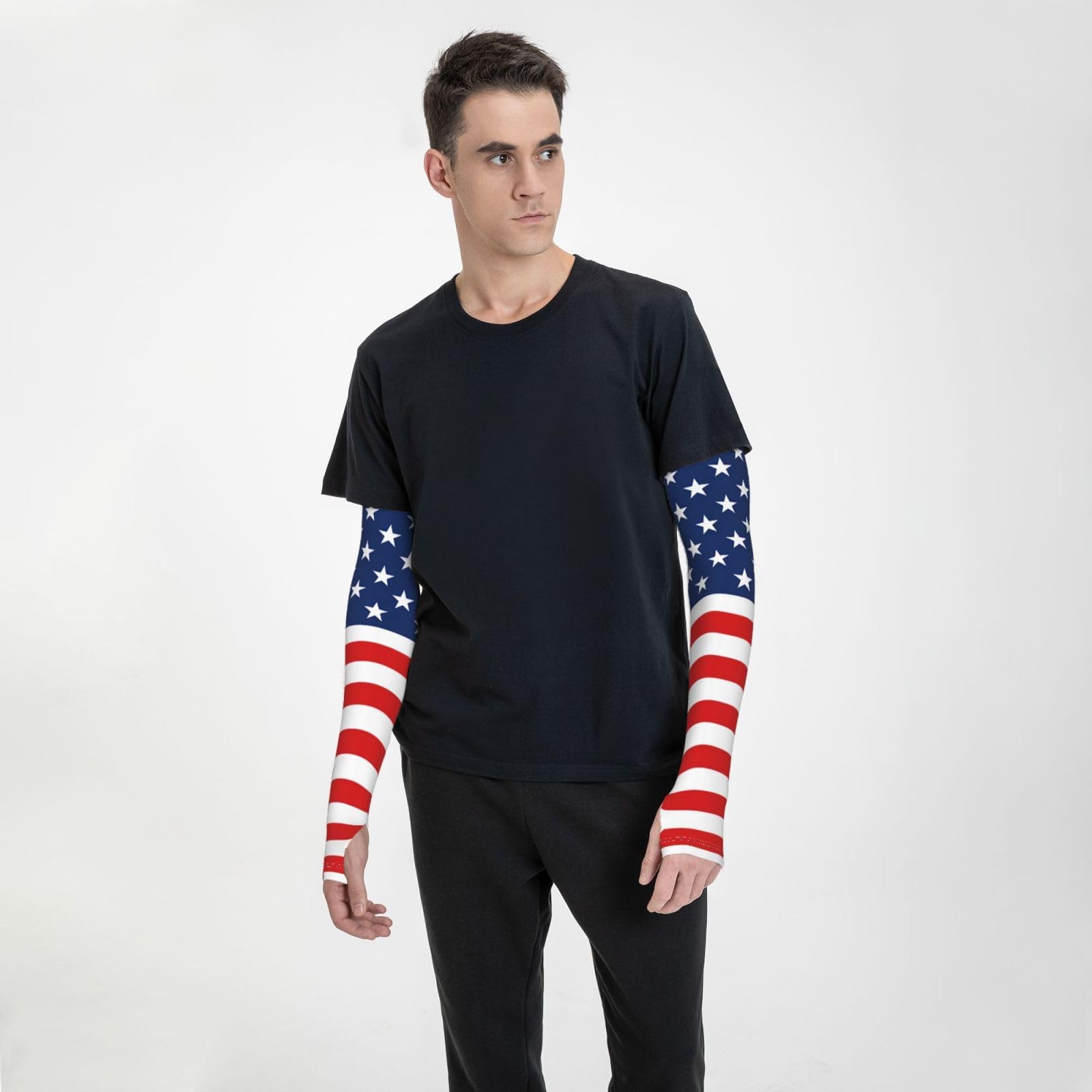Bonitas mangas de brazo de enfriamiento con bandera patriótica para hombres y mujeres, mangas de seda de hielo para exteriores