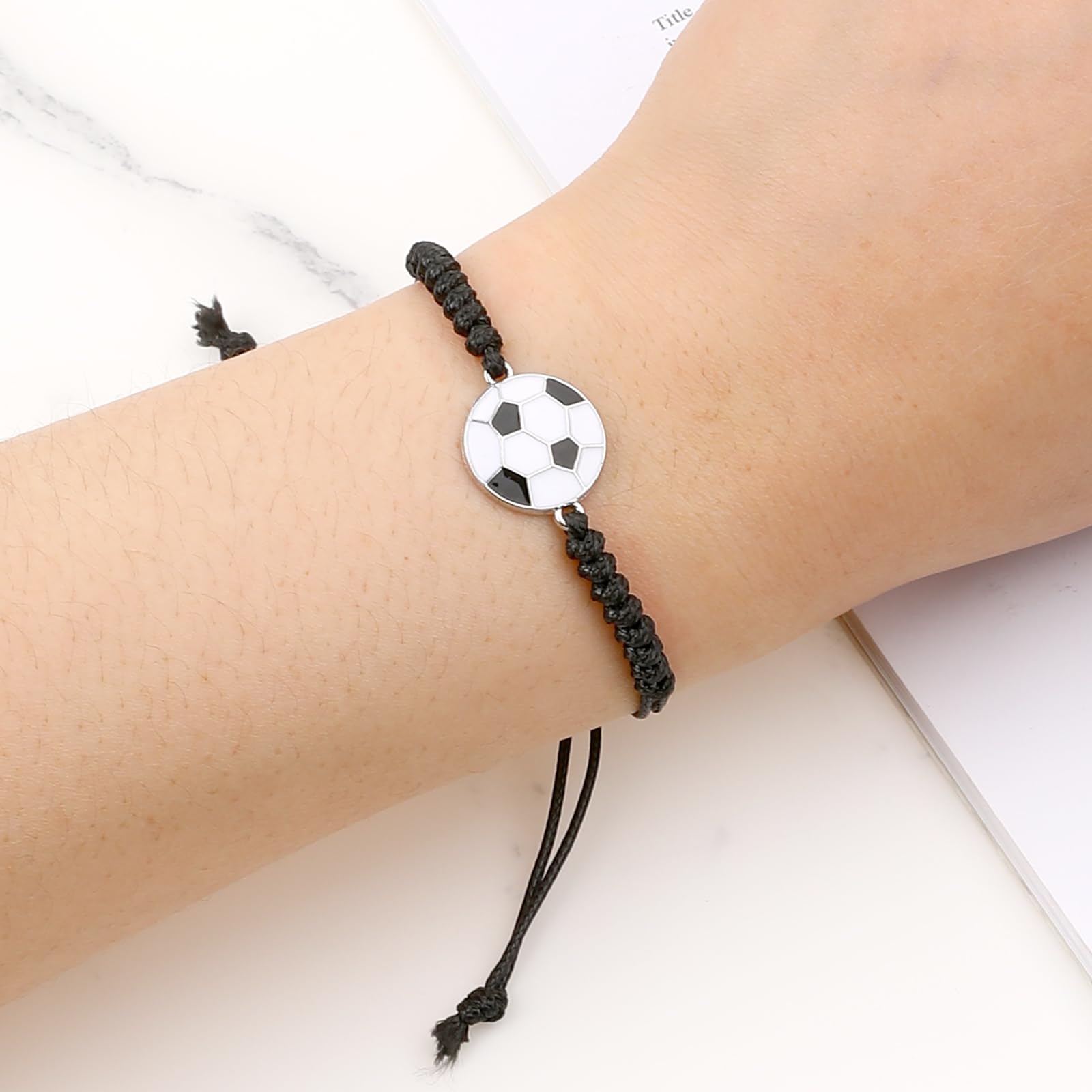 14 pulseras de la amistad para niños, pulsera de fútbol ajustable, pulsera deportiva tejida, pulsera de la amistad, de metal, para cumpleaños, fiestas, 16 bis 24 cm, Nailon Metal