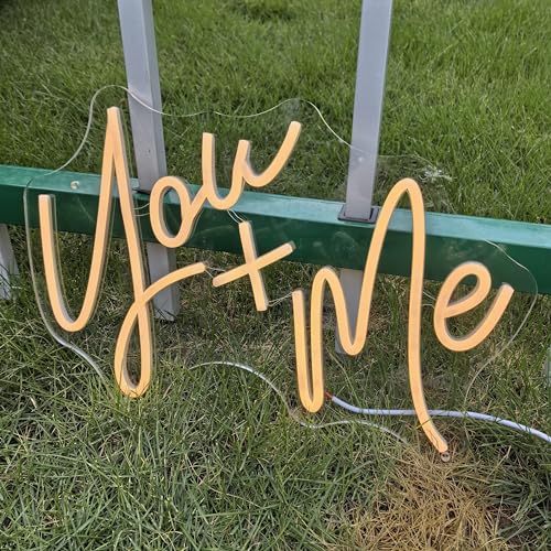 Image of You and Me Neon Sign Wedding Backdrop Decorations For Reception, Custom Led Sign For Wedding Birthday Party Decor, Neon Wedding Sign USB Operated (15.7x11in)