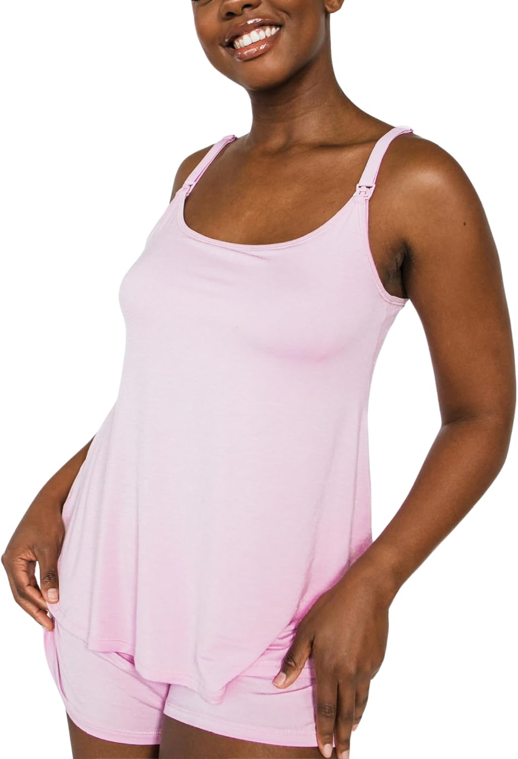 PIPER & MINT Drier Nights Sleep Tank & Short Pajama Set - Quick Dry Ultra Soft Cooling Nursing Top & Shorts Pajamas for Women