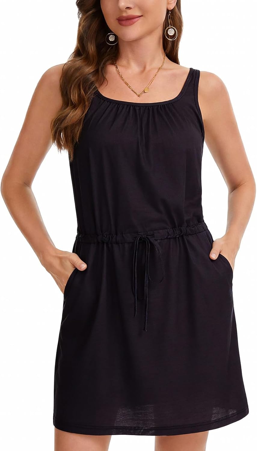 Summer Dresses wuth Built in Bra 2026 Sleeveless Dresses for Women Travel Beach Sundress with Pockets