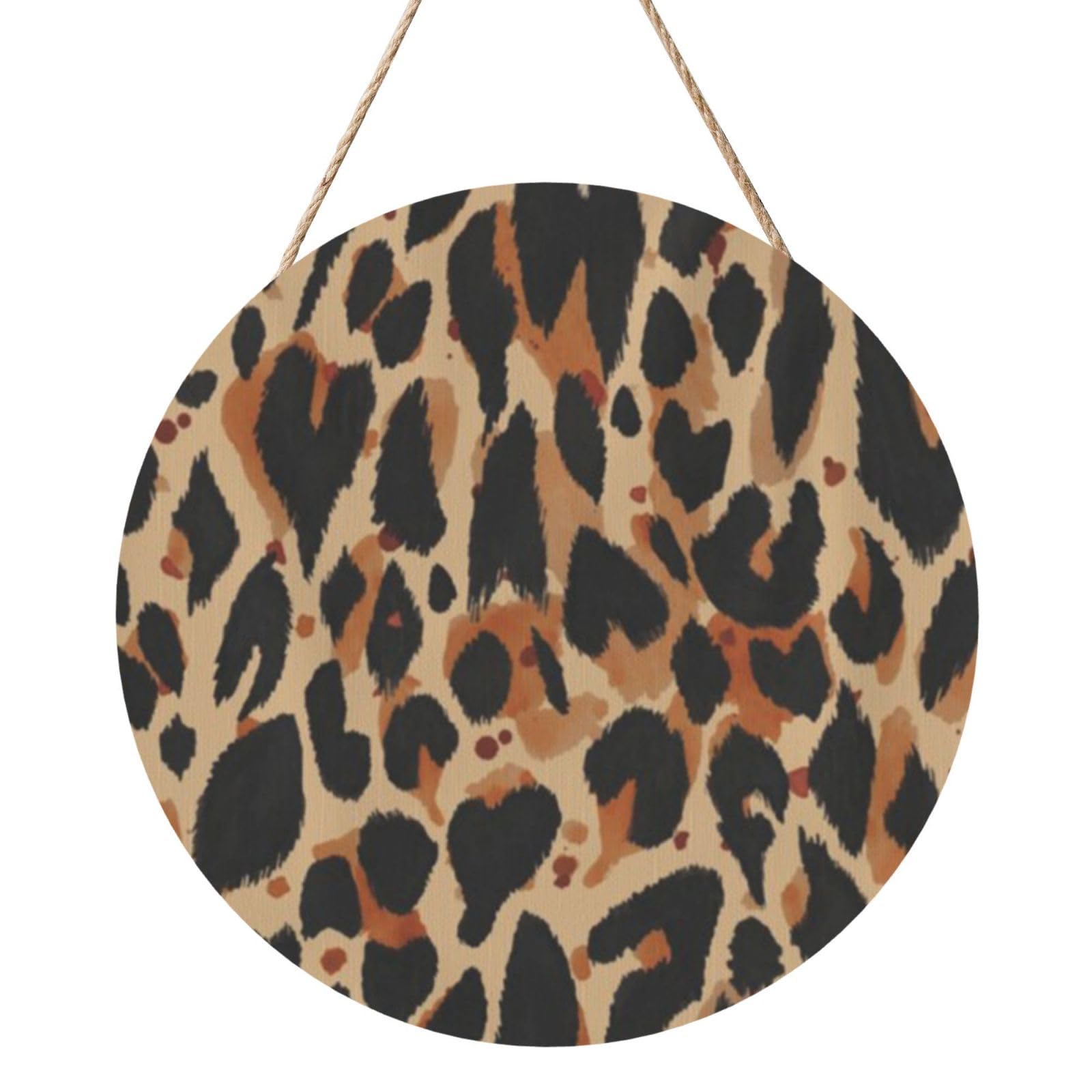 InOmak Leopard Skin, Round Wood Panel Painting 12 in, Wall Hanging Painting For Home