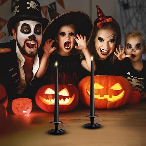 Miniatura 3 de Paquete de 20 velas cónicas negras de 10 pulgadas de alto, sin perfume, sin goteo, para fiesta de Halloween, hogar, 8 horas de tiempo de combustión