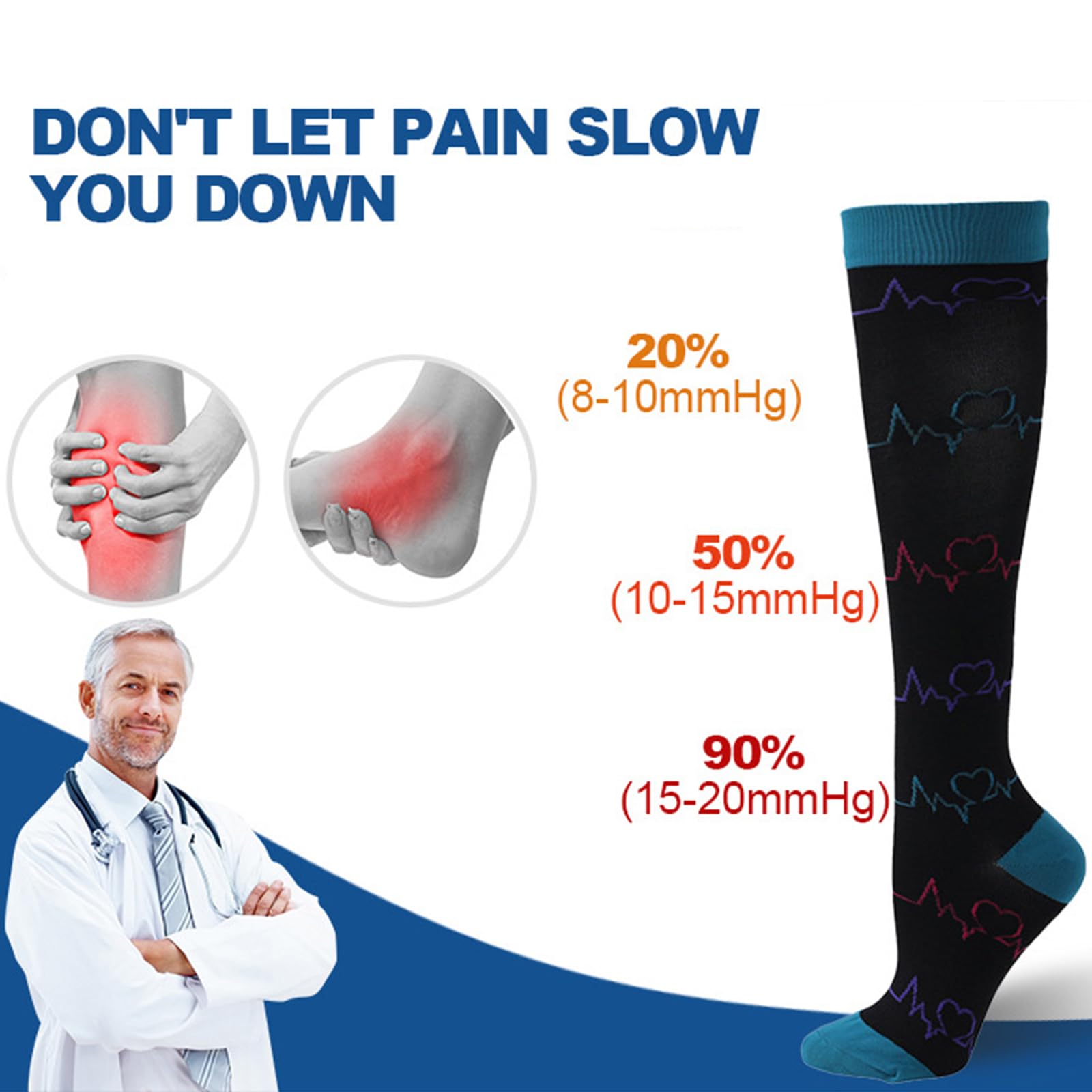 Wshxjzyay 4 Pack Pressure Socks for Women Circulation Medical, Compression Socks for Women 15-20 mmhg Knee High (Large-X-Large)