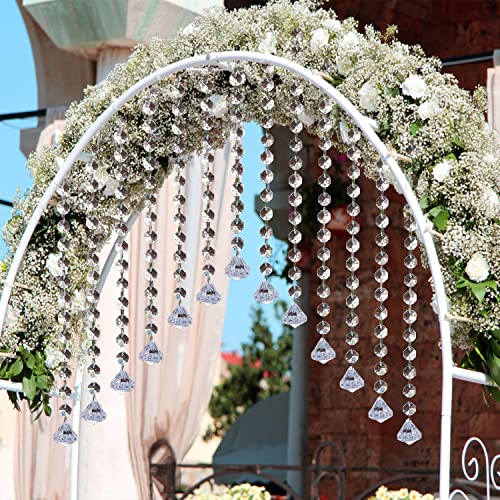 Image of Jishi 33ft Crystal Garland Strands, Hanging Crystal Beads Strings Decorations for Centerpiece Doorway Clear Acrylic Diamond Chandelier Prisms, Gem Bead Chain Garland Curtain, Christmas Tree Ornaments