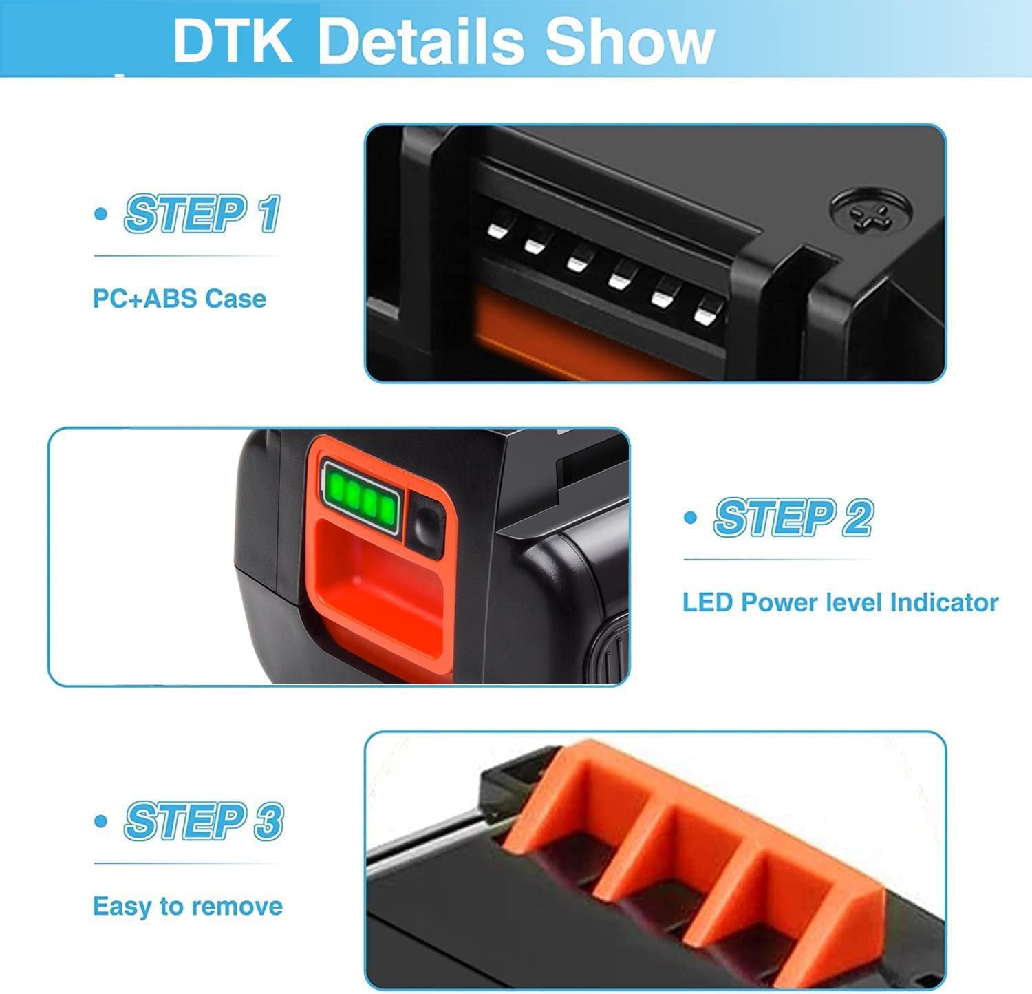DTK 2 Packs Replacement for Black and Decker 40V 3600mAh Lithium Battery LBX2040 LBX36 LBXR36 LBXR2036 LST540 LST136W - Image 3