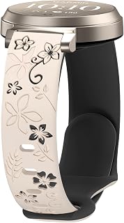Floral Band Compatible with Garmin Lily 2, 14mm Soft Silicone Cute Women Two-Tone Flower Sport Strap Quick Release Replacement Adjustable Wristband for Lily 2 Active/2 Classic Smart Watch Accessory