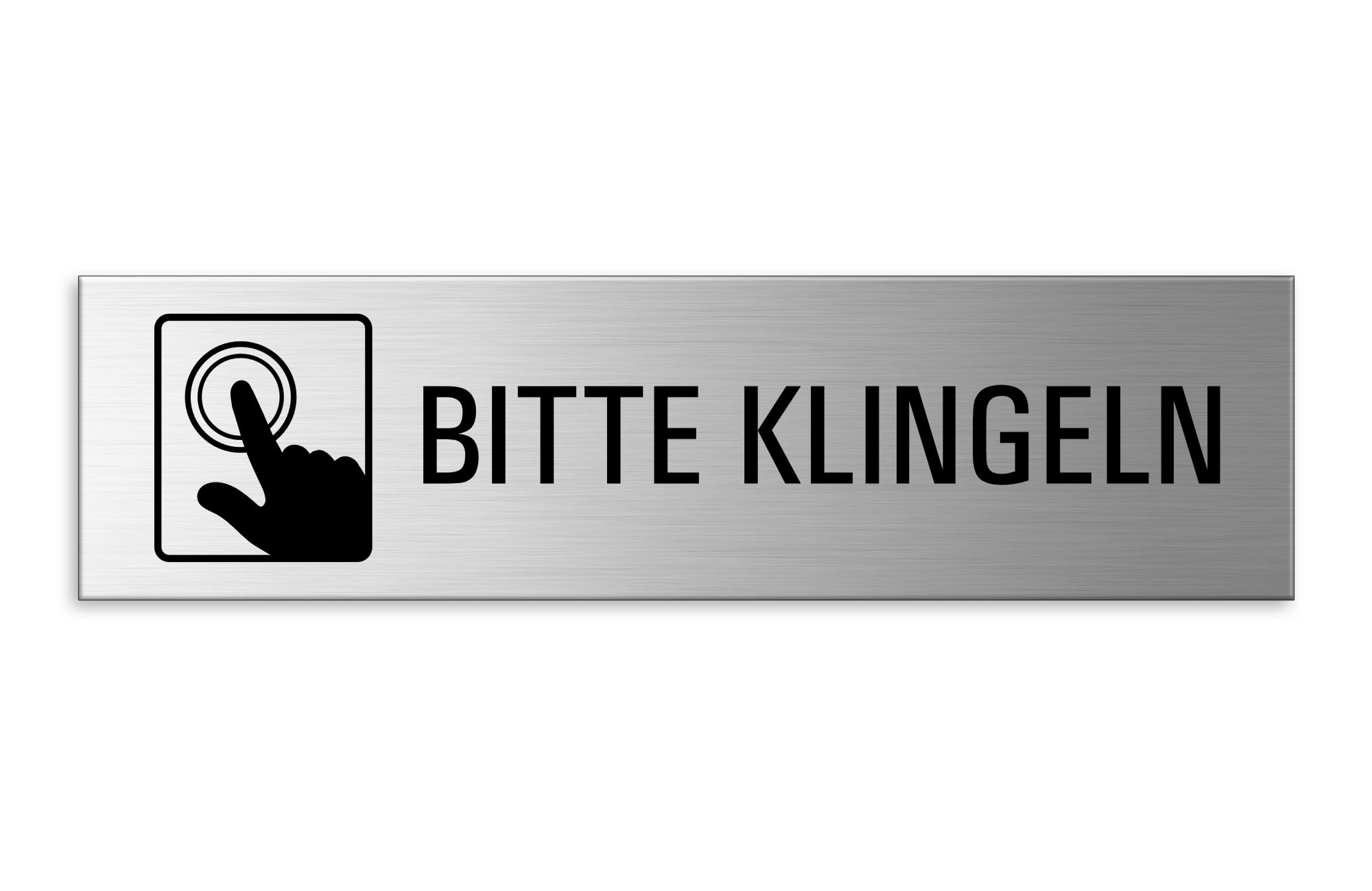 Targhetta Per Porta ALUSTYLE 160x40mm – Effetto Acciaio Inox Spazzolato, Autoadesiva, Made In Germany (2 Pezzi)