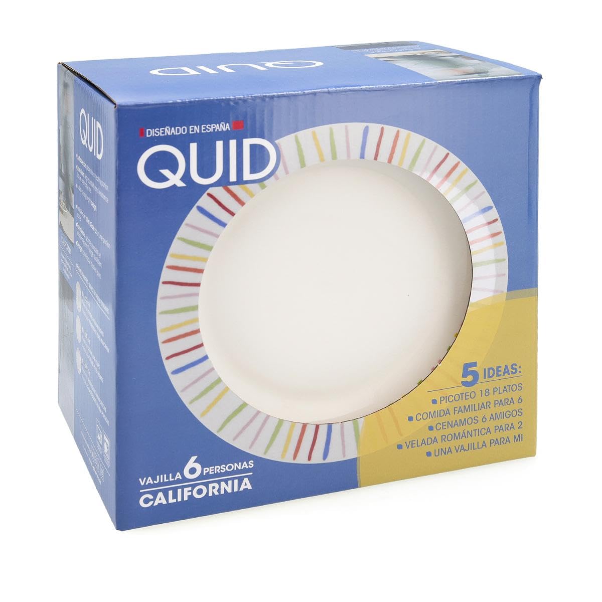 Quid California Service de table en porcelaine 18 pièces pour 6 personnes Passe au micro-ondes