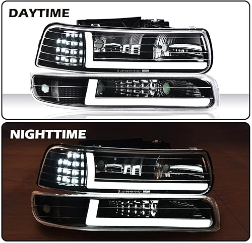 Vista 134 de PIT66 - Faros delanteros LED, compatibles c/99-02 Chevy Silverado 1500 2500/01-02 Silverado 1500HD 2500HD 3500/00-06 Tahoe Suburban 1500 2500