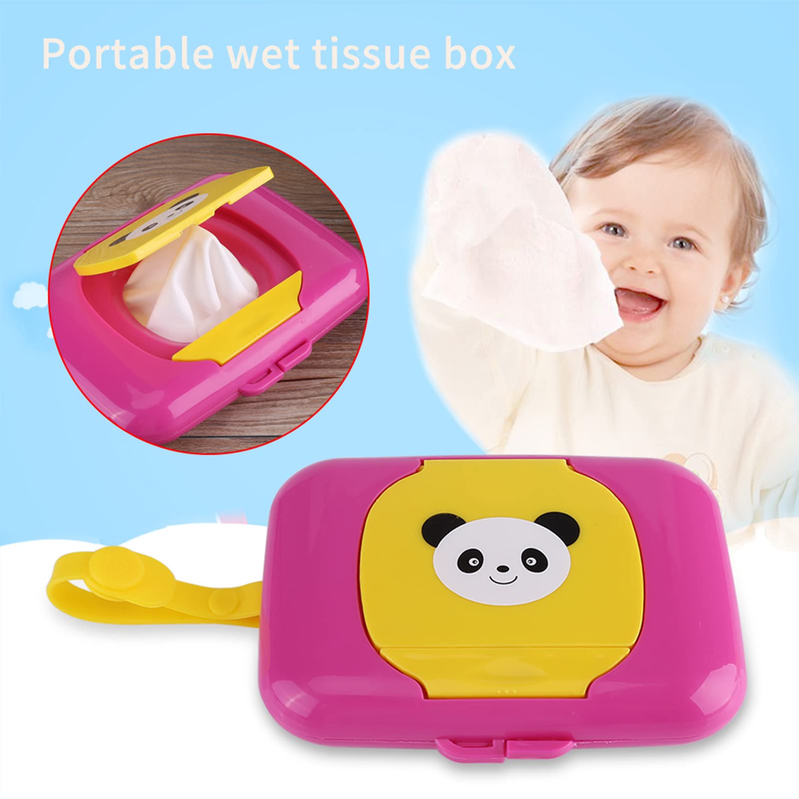 Agatige Travel Wipes Case, Portable Refillable Baby Wipes Dispenser Wet Wipes Container for On The Go(Rose Red)