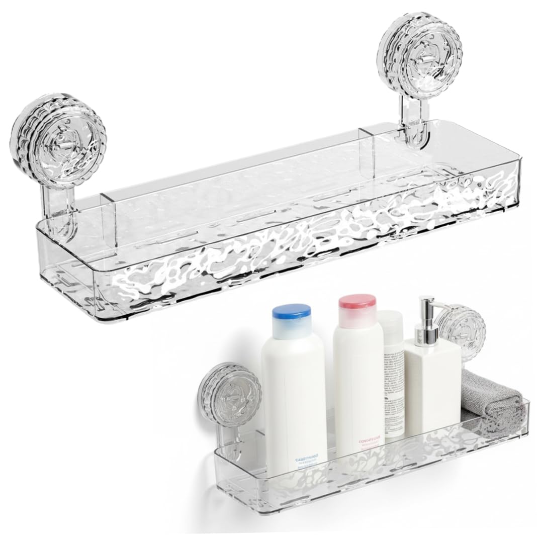KUYYFDS Corrugated Suction Cup Storage Holder Strong Adhesion Suction Cup Shower Caddy No Drill Bathroom Shelf with Hollow