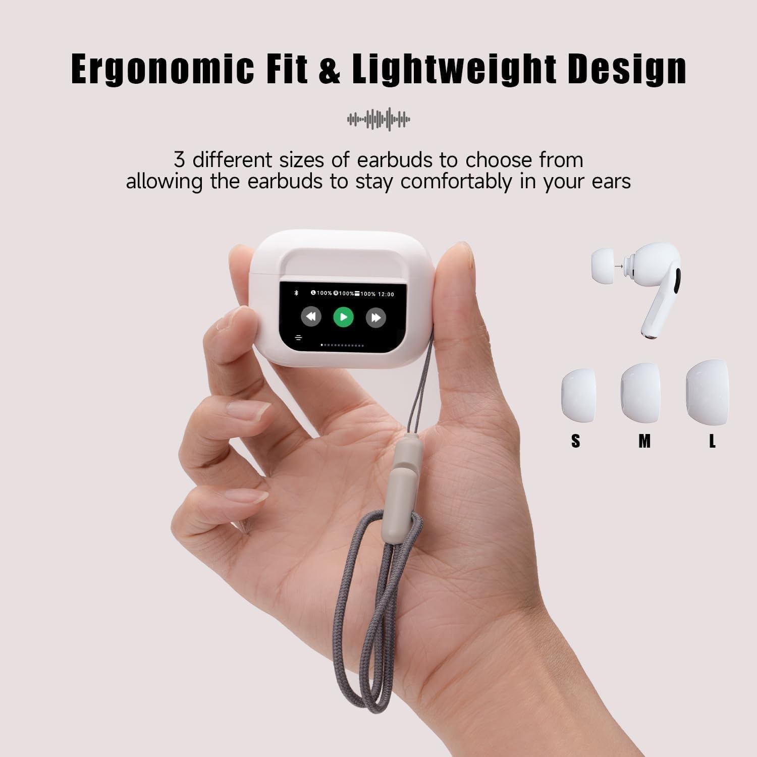 Bluetooth Earbuds with Touch Screen Control,Hybrid Noise Cancelling Headphone for ENC Mic Clear Call,Deep Bass Multiple EQ Settings Ear Buds for Laptop Pad Android/iOS Phones-White (A10Pro)