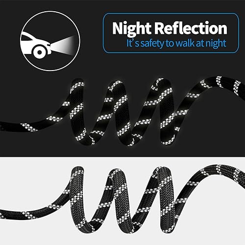 Miniatura 6 de Correa resistente para perro sin tirones, elástica y giratoria sin enredos con costuras reflectantes, asas acolchadas y soporte para bolsa de