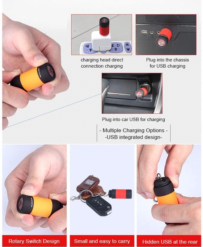 Miniatura 3 de Mini llavero linterna USB recargable luz LED impermeable llavero de mano linterna acoplable a llavero para acampar al aire libre linterna diaria